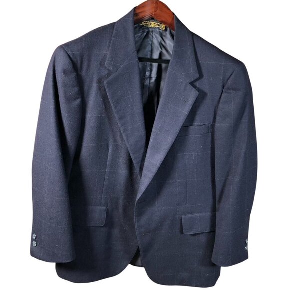 Vintage Brooks Brothers Mens Blazer Jacket 42R Golden Fleece Navy Windowpane - Picture 1 of 16